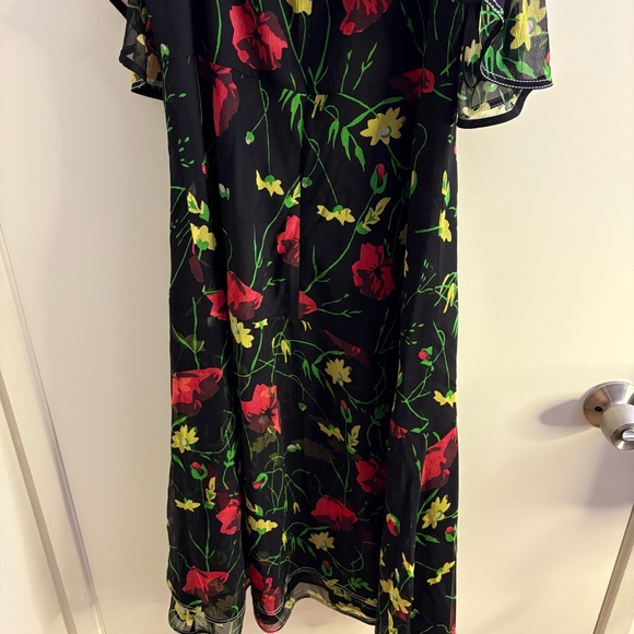 Jason Wu Grey Off-Shoulder Floral-Print 100% Silk Chiffon Dress MSRP $595 Sz 10 - Picture 11 of 16